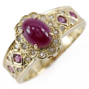 Ring K18 yellow gold/Star ruby/diamond #5.8(US Size) 4.2g Women